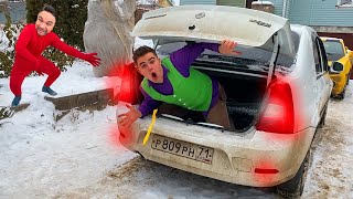 Mr. Joe Drives Car VS Mr. Joe's Brother on Chevy Camaro Kids Video
