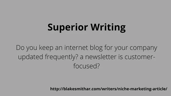 Joseph Blake smith ar | Niche Marketing Article