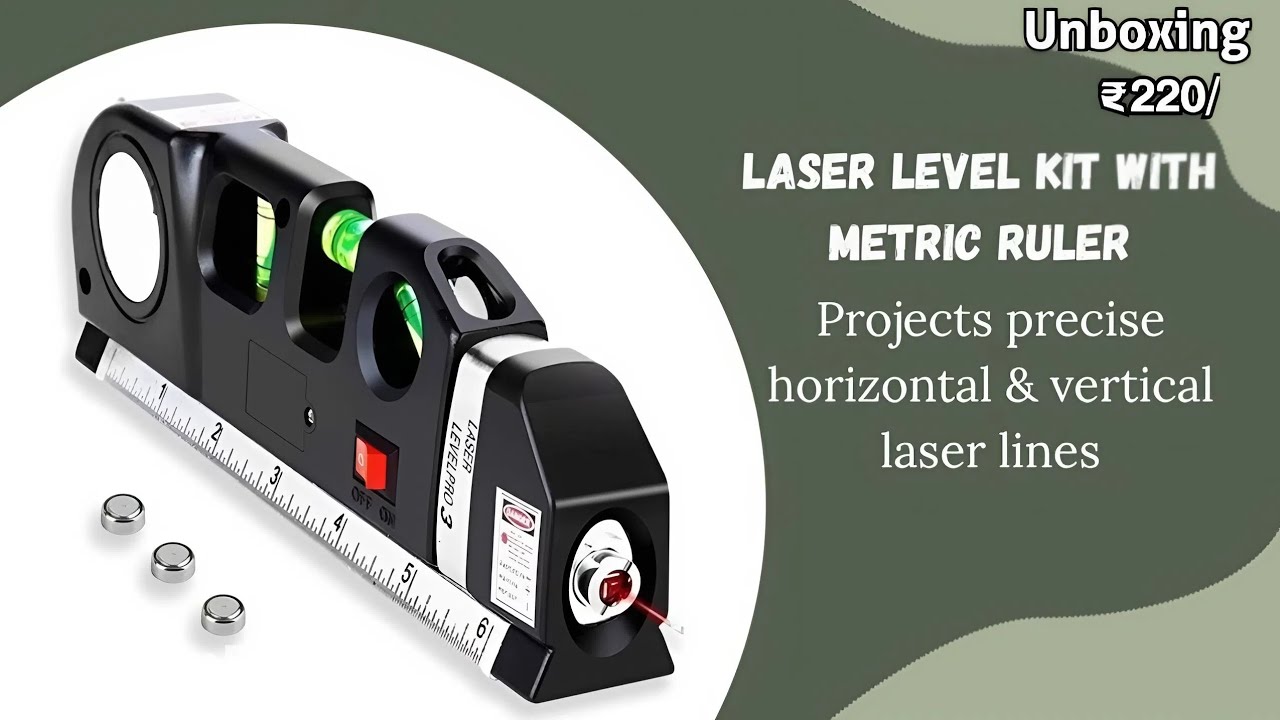 Лазерный уровень, пластиковый горизонт, вертикальный измеритель, рулетка, выравниватель, линейка ...