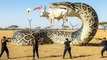 Heroic Rescue Team Saves Helpless White Bull From Massive Python Attack in Peaceful Green Meadow