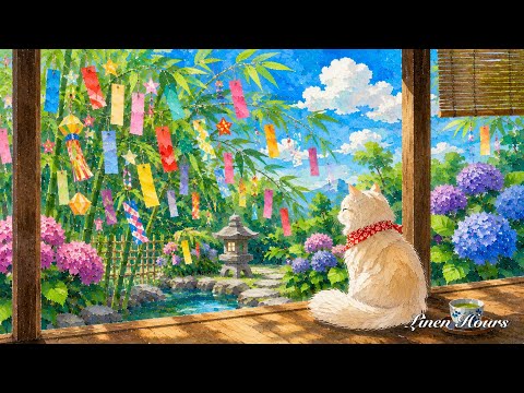 Tanabata Garden in the Bright Afternoon 🎋☀️🐱 | Relaxing Piano for Study, Work & Calm (3 Hours)