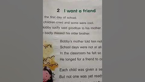 Class-1, Sub- Moral Science, ch-2 l want a friend