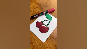 Activating A Dark Red Posca Marker 🍒 - cherry drawing | #shorts #art #artist #satisfying #asmr