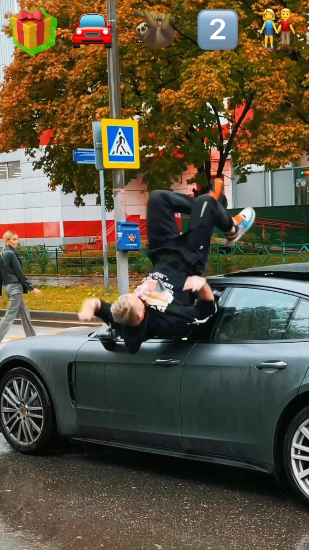 Stunts with Emojis pt.55??#kiryakolesnikov #prank #funny #comedy #stunt #parkour #flip
