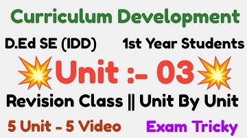D.Ed Special Education (IDD) | Paper 05 | Unit 03 revision | 1st Year Students