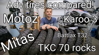 Adventure tire comparison for a 1250 GSA. Motoz, Mitas, Karoo and more.