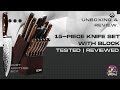 HOBO 15 Piece Knife Set with Block – Japanese Steel, Chef’s & Steak Knives, Sharpener, Stylish
