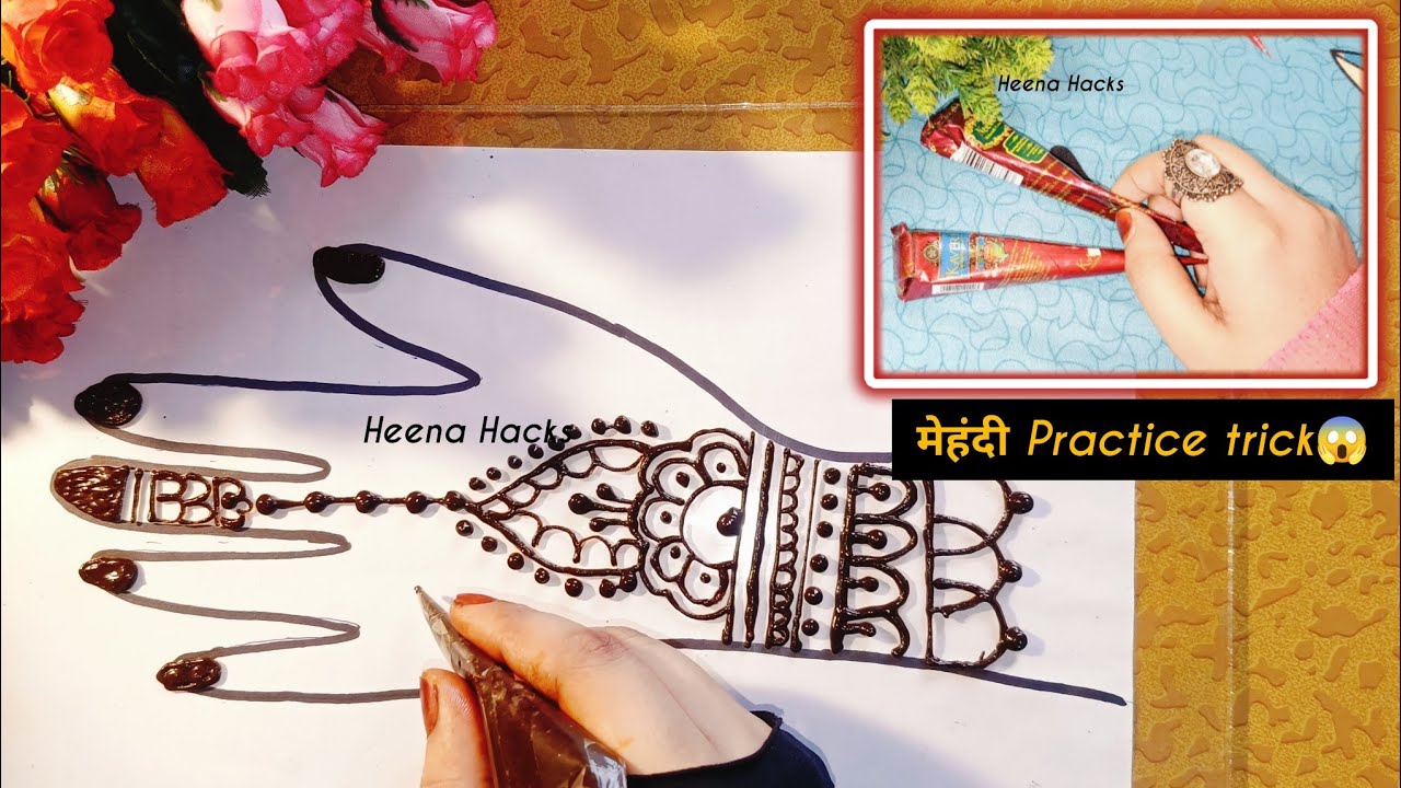 Mehndi hack 😱 / how to make practice mehndi design for beginners ...