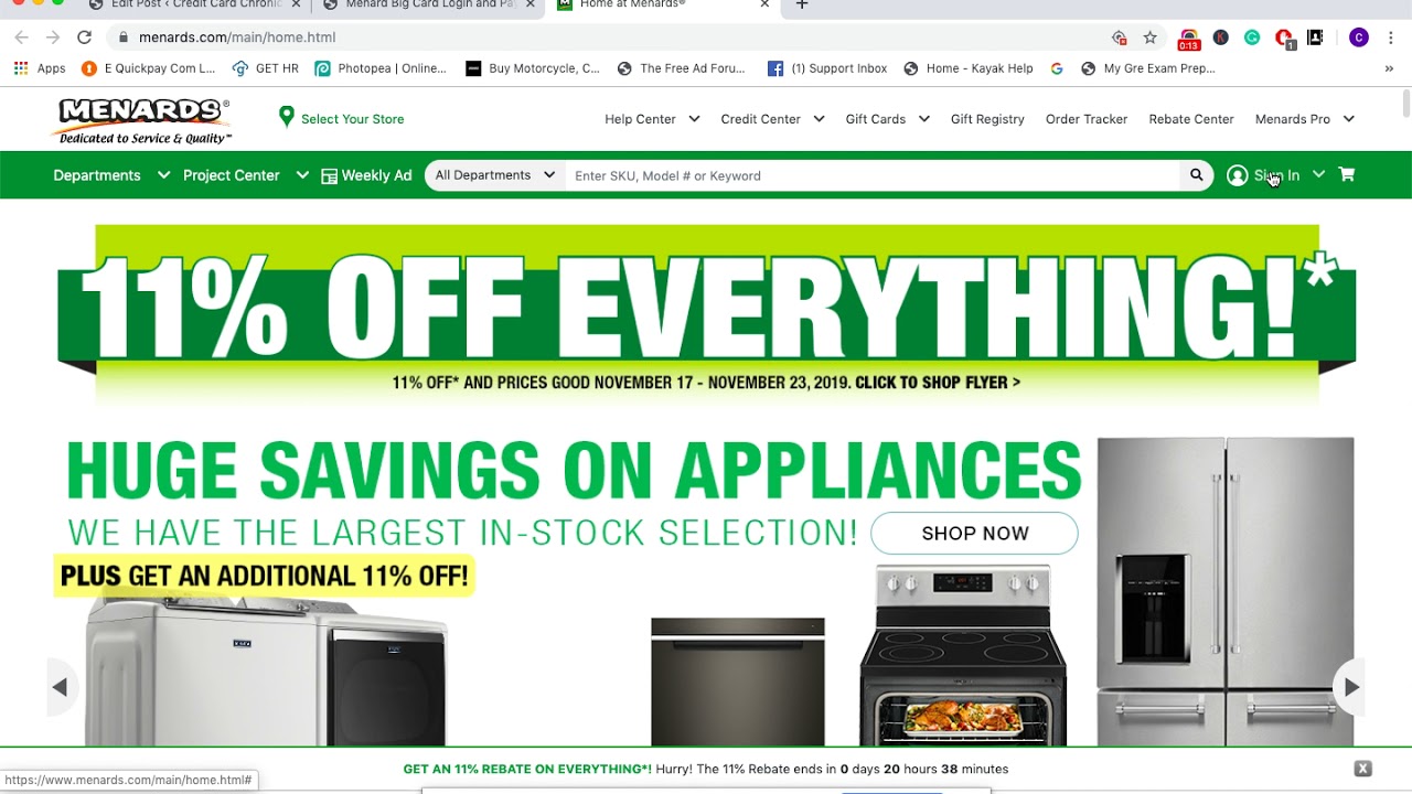 Menard Credit card Login YouTube