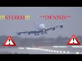 Winter Storm Dennis - Turbulent Crosswinds and Go-arounds | Storm 2020 London Heathrow