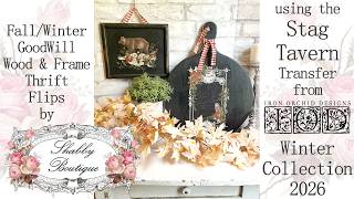 Goodwill Thrift Flips using the Stag Tavern Transfer from IOD 2026 Winter Collection DIY Paint