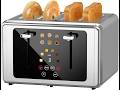 WUNLY Smart Digital 4 Slice Toaster with Touchscreen,Extra Wide 1.5" Slots for Bagel, 6 Bread