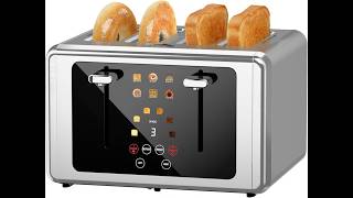 WUNLY Smart Digital 4 Slice Toaster with Touchscreen,Extra Wide 1.5" Slots for Bagel, 6 Bread