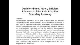 Decision Based Query Efficient Adversarial Attack via Adaptive Boundary Learning