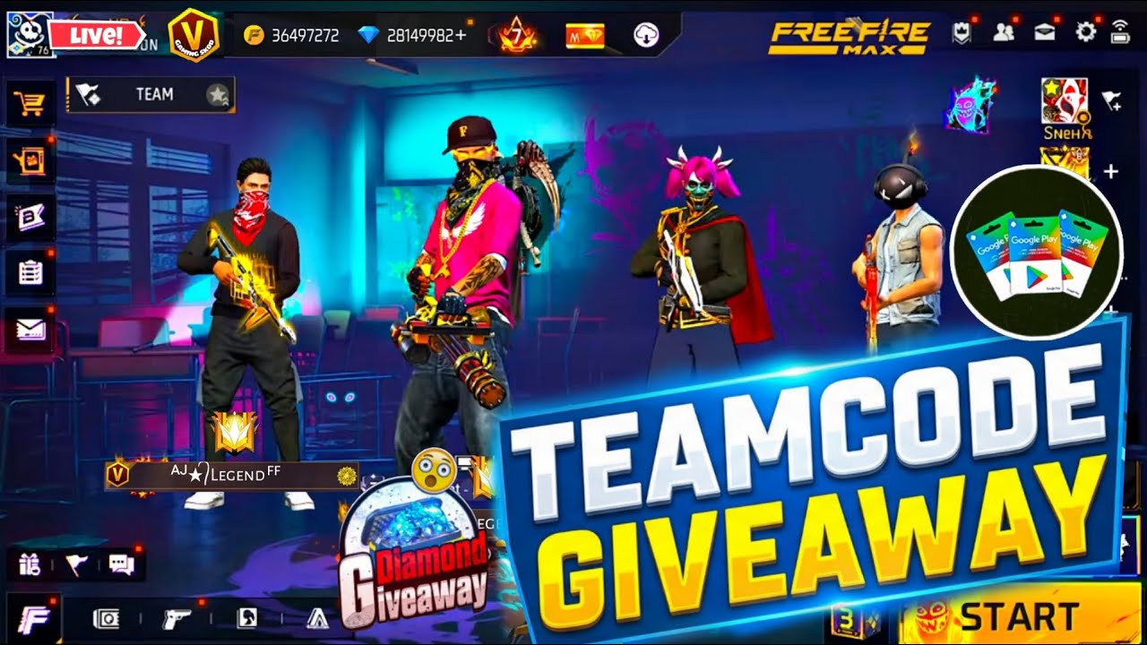 FREE FIRE LIVE CUSTOM ROOM GIVEAWAY | FF LIVE TEAM CODE GIVEAWAY | FF LIVE CUSTOM ROOM GIVEAWAY FF