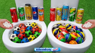 Football VS Basketball, Coca Cola Zero, Fanta, Pepsi, Monster, Fruko, Didi and Mentos in the toilet