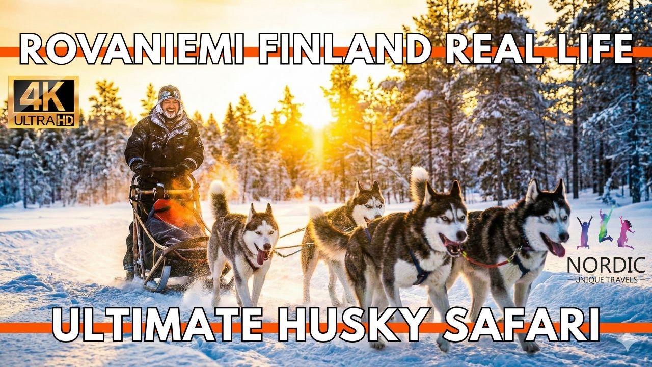 Rovaniemi Finland Husky Safari on a Frozen Lake (Lapland) 4K | Ultimate Winter Adventure