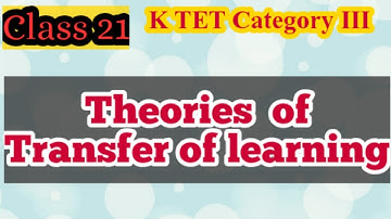 Theories of transfer of learning in Malayalam | K TET , C TET , BEd