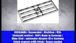 RISISANIÂ® Rasenrakel | 80x30cm | V2A-Edelstahl rostfrei | 100% Made in Germany | Ohne Stiel |