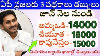 జూన్ నెలలో మహిళలుకు పథకాలు|ammavodi|ysr cheyuta|ysr kapunestam|ysrrythubarosa|vasathideevena|cmjagan