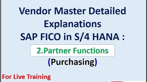 Vendor Master: Detailed Explanations in SAP S/4 HANA.6.Partner Functions (Purchasing)