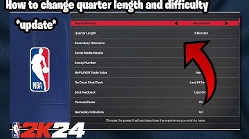 HOW TO CHANGE YOUR DIFFICULTY AND QUARTER LENGTH IN MY CAREER NBA 2K24 !!! *UPDATE*