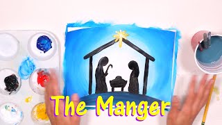 Nativity Scene Silhouette |  Painting Tutorial For Beginners Step By Step Acrylic