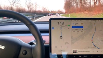 Tesla Model 3 AWD - Navigate on Autopilot in German Autobahn #AVAS #Autopilot #EQS
