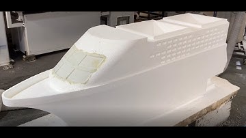 Large format 5 axis cnc router machining yacht mold foam boat building #5axis#cncrouter #boatmold