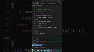 Factorial Recursive Function Asked in Interview or Placement #interview #placement  #c #ccode #tcs