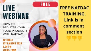 FREE Training on NAFDAC Registration  Process