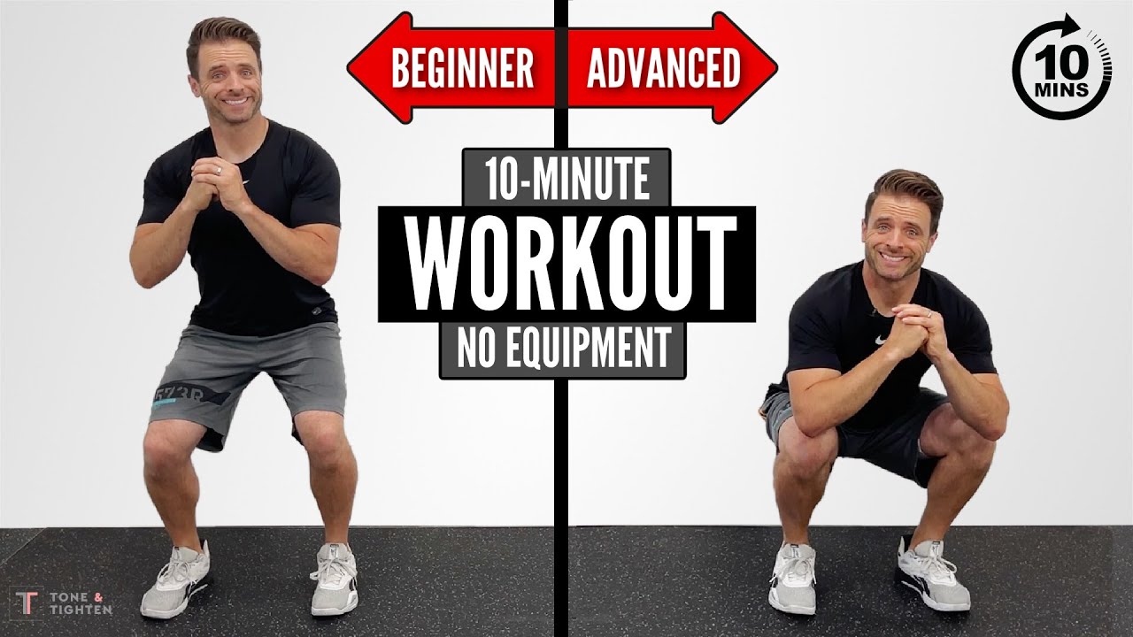 10 Minute No Equipment Workout (Beginner + Advanced Options) 