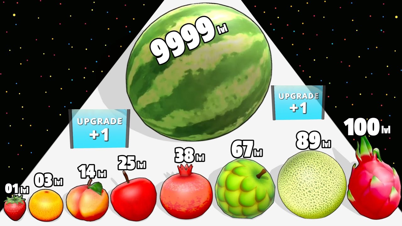 Fruit Rush 3D - Level Up Fruit Max Level ASMR Gameplay