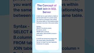 The Concept of Self Join in MS SQL Server #shorts #sqlserver #sqljoins