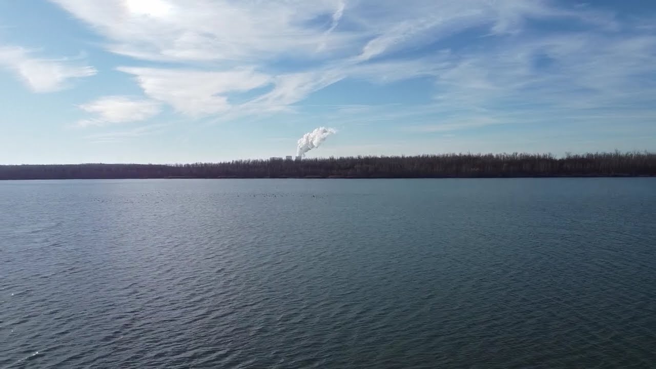 Störmthaler See, Kohlekraftwerk, 4K Drohne, Leipziger Land
