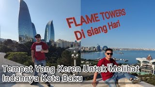 Pemandangan Kota Baku Dan Flame Tower Di Siang Hari