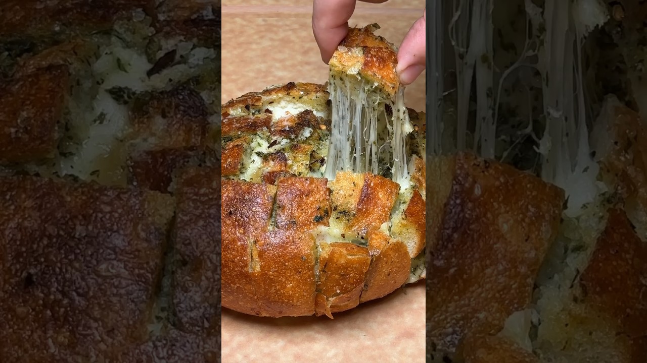Pesto Garlic Confit Pull Apart Cheesy Bread