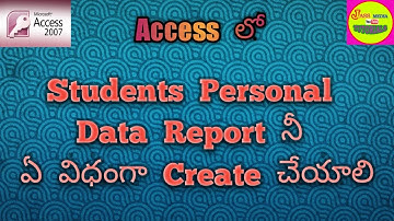 how to create user form report in access(Telugu)