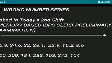 IBPS clerk 05 Dec 2020 Exact Wrong No. Series 5 Ques Asked in 2nd Shift (Memory Based)