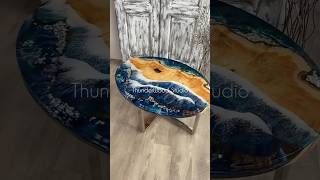 Blue Resin Table, Oval Epoxy Table, Meeting Table, Living Room Furniture, Oval Table