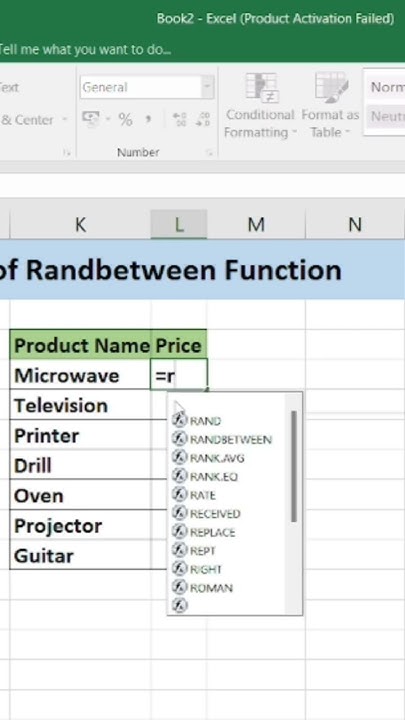 Random Number Generator Excel |How to use Randbetween Function In Excel ...