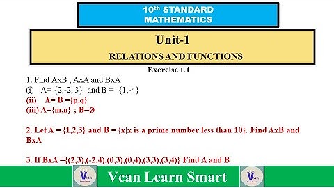 10th MATHS - Unit -1 Relations and Functions Exercise 1.1- 1 (ii),(iii). 2, 3