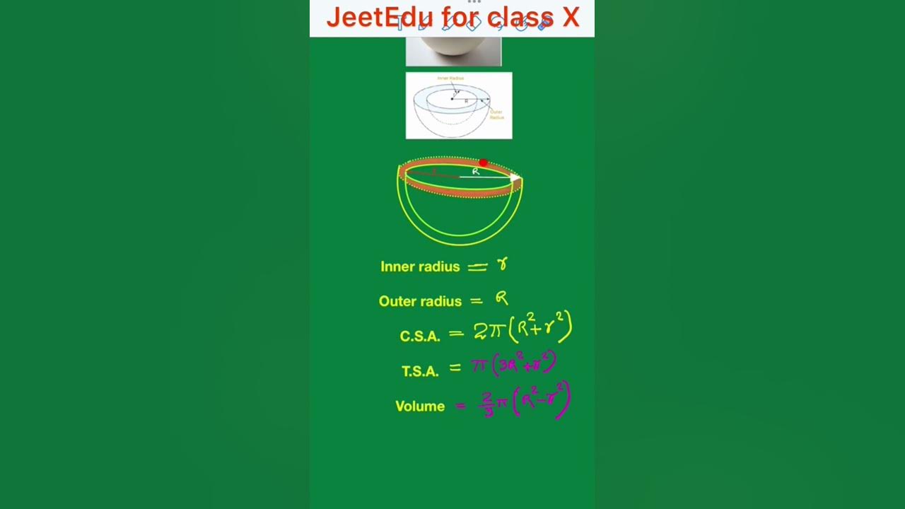 Surfaces Area And Volume Of Hollow Hemisphere viralshorts cbseclass10 surfaces-area-and-volume-of-hollow-hemisphere-viralshorts-cbseclass10