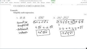 6-2 Multiplying and Dividing Radical Expressions