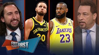 Lakers fall to Kings, LeBron injures ankle, Warriors stomp Bucks, KAT out | NBA | FIRST THINGS FIRST