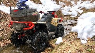 Can Am Outlander 1000 XMR 2019 mud cutting trees snow forest rocks river Insta 360 One X GoPro Hero7