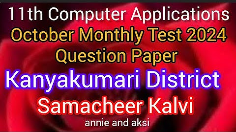 11th computer applications October monthly test question paper 2024 kanyakumari district samacheer