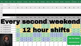 Every second weekend off with 12 hour shifts in Excel