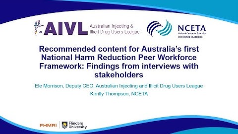 Recommended content for Australia’s first National Harm Reduction Peer Workforce Framework