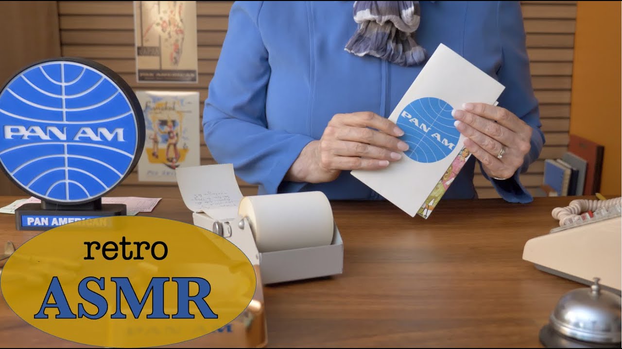 Retro Pan Am ASMR, 1966  🛫 🌎 Flight Check-In Counter ✨ Crinkles, Writing (Soft Spoken)